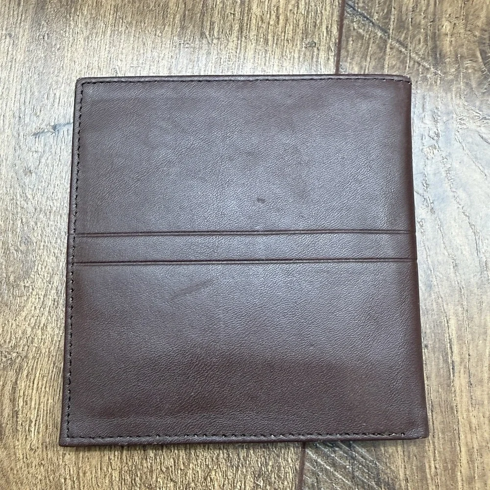 Vintage CHRISTIAN DIOR Mens Brown Leather Cardholder Bifold Wallet NEW